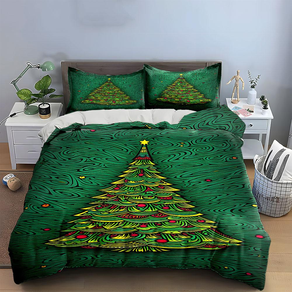 Christmas Tree, Star, Ornaments. Bedding Sets Duvet Cover Sets Duvet Covers Pillowcases(1 * Duvet Cover 2 * Pillowcases Without Duvet Insert)