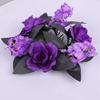Halloween Candle Rings Wreath Artificial Purple Rose Black Leaves Candle Holder Wreath for Halloween Table Centerpieces