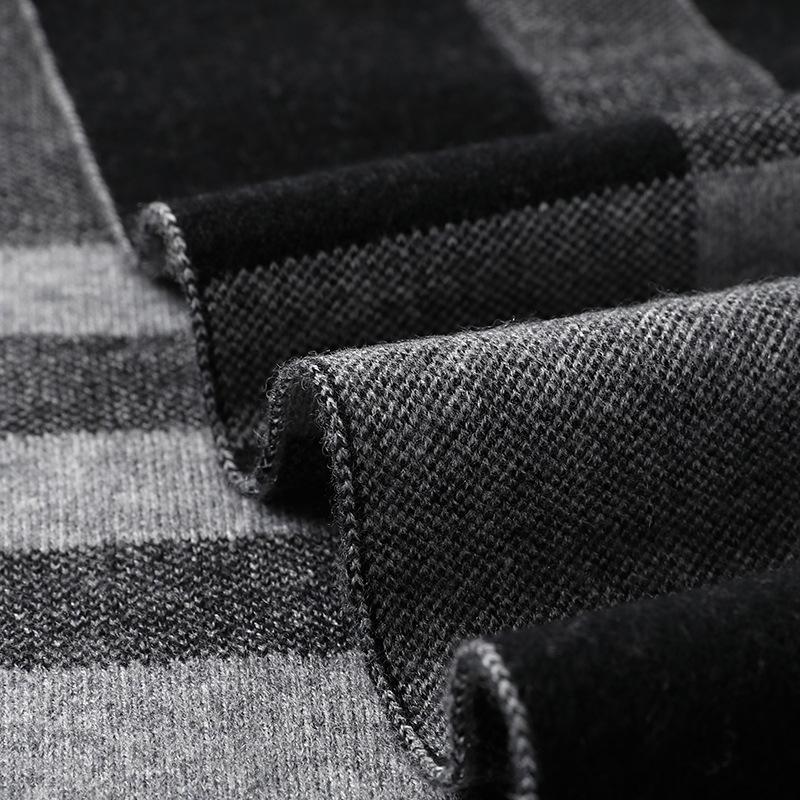 Versatile Plaid Men's Wool Scarf Winter Boys' High-end Dad's Cashmere Warm Scarf 2025 New