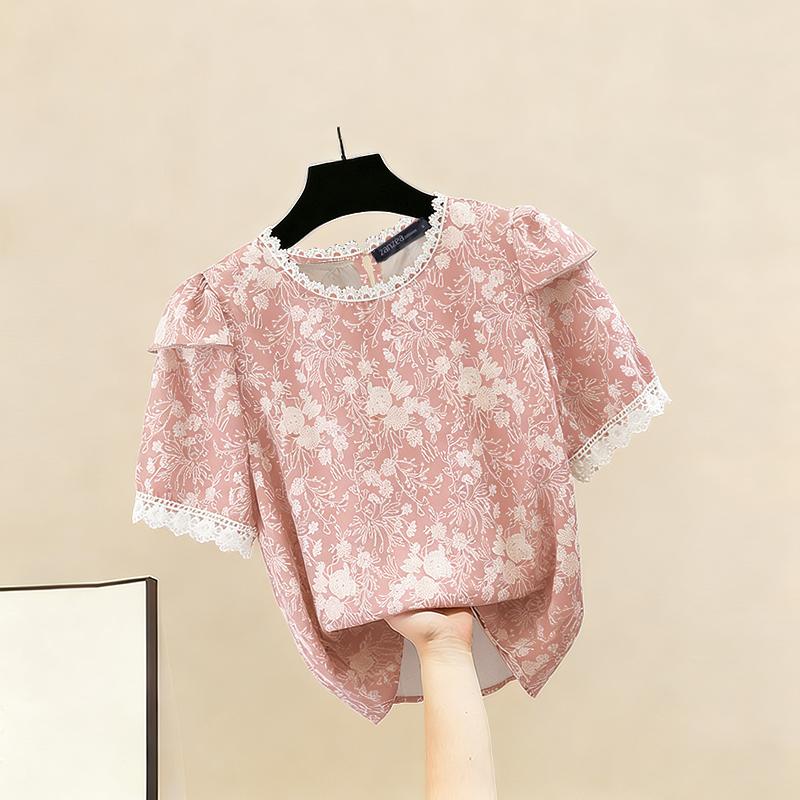 ZANZEA Women Casual Round Neck Summer Short Sleeve Print Blouse