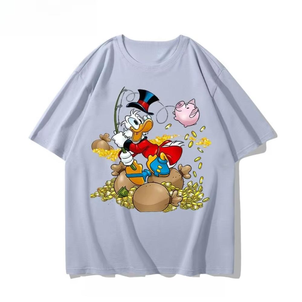  Summer New Animated Donald Duck Cotton T-shirt Scrooge McDuck Retro New Summer Men's and Women's Printed Short Sleeves