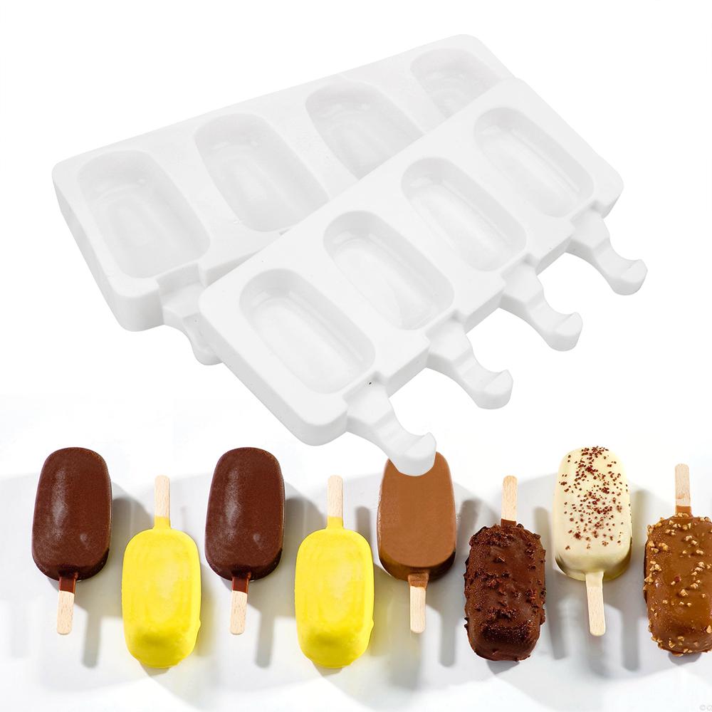 Kitchen Tools Freeze Pudding Mold Tray DIY Tools Ice Cube Ice Cream Mold Makers Silicone Thick Material 4 Cavity Popsicle Moulds