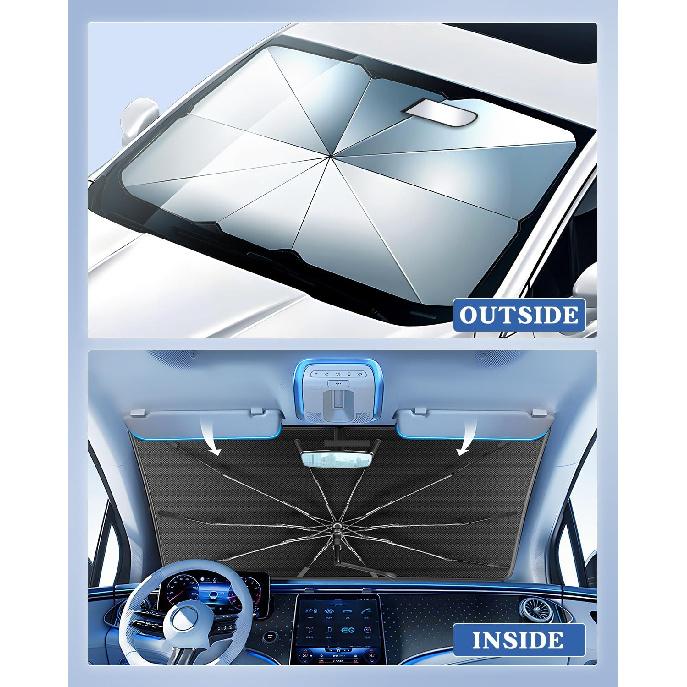 Portable Ford Explorer -2024 2025 Windshield Sunshade Umbrella With Bag, 2 In1 Ice Crystal Durable Compact Shade Umbrella UPF50+ UV Front Window Heat