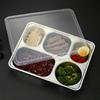 Durable 304 Stainless Steel Compartmented Meal Tray with Lid for School or Kindergarten Lunches