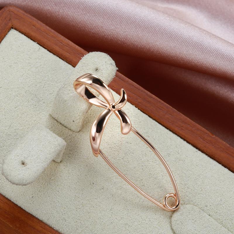 New  Rose Gold Women Brooch Fashion Wedding Jewelry Unique Creative Hollow Metal Bowknot Boutonniere Fine  Brooch