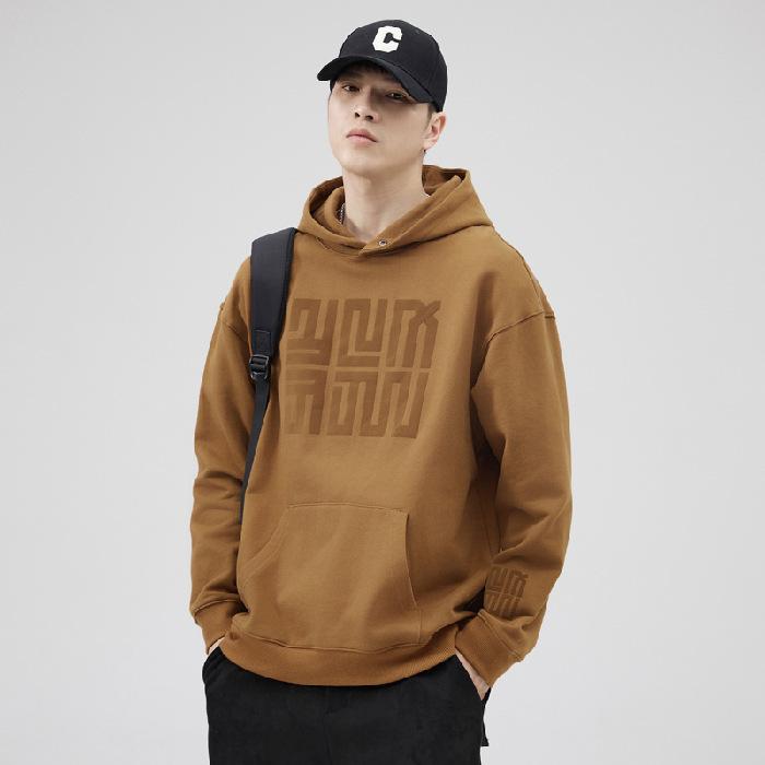 

Осенний американский тяжелый свитер 40G мужской свободный большой размер мужская повседневная куртка с капюшоном топ модный бренд 4XL темно-коричневого