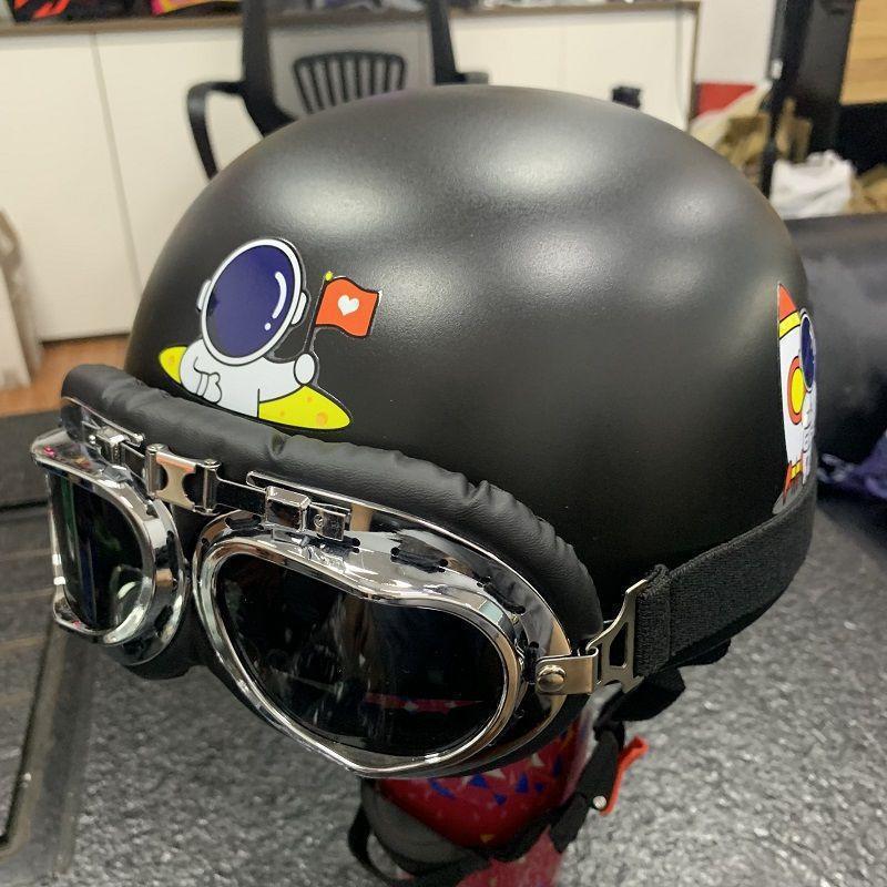 Trendy Street-Style Half Helmet with Eye Protection for Young Riders