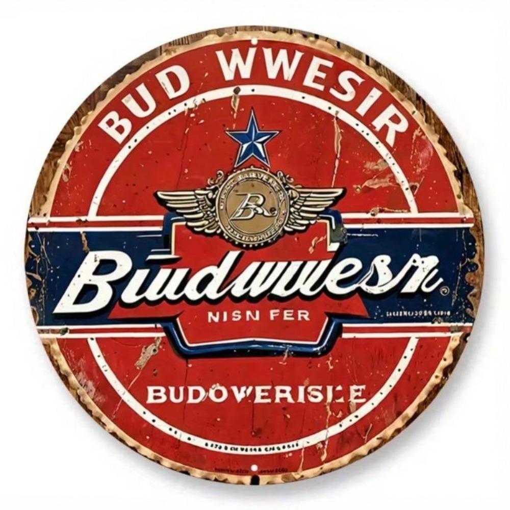 Vintage Floral Metal Tin Sign Round Wall Art Decor Home Cafe Bar Restaurant