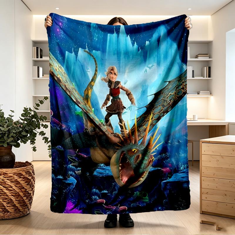 How to Train Your Dragon Print Blanket - Soft & Comfortable, for Bedroom, Travel, Sofa, Home Decoration - Birthday Christmas Gift for Friend