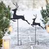 Waterproof Garden Stake 2Pcs/Set Christmas Elk Stake, Black Reindeer Silhouette Yard Art, Holiday Decorative Stakes Deer Flower Bed Sign for