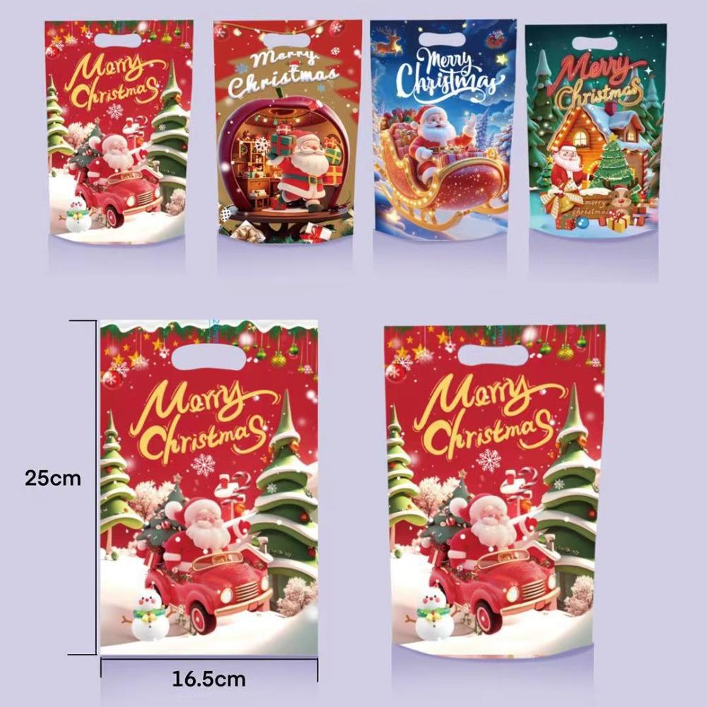 50Pcs Snack Packaging Christmas Packaging Bag Party Supply Santa Clause Christmas Candy Bag Multicolor Merry Christmas