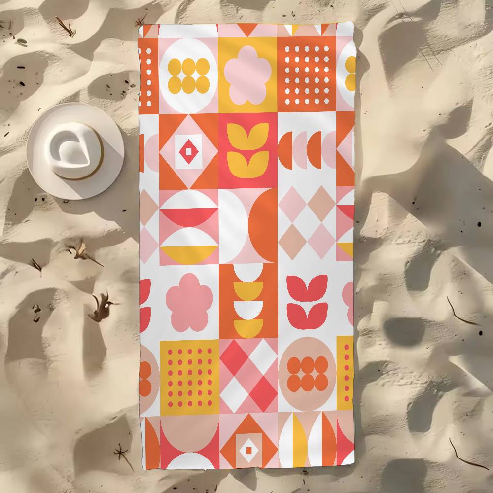 Geometric Pattern Print Microfiber Beach Towel Absorbent Quick Dry Soft Yoga Swimming Resort Mountain Climbing Towel
