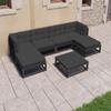 Day and Night - Day and Night 7-piece Garden Furniture Set with Black Pine Wood Cushions