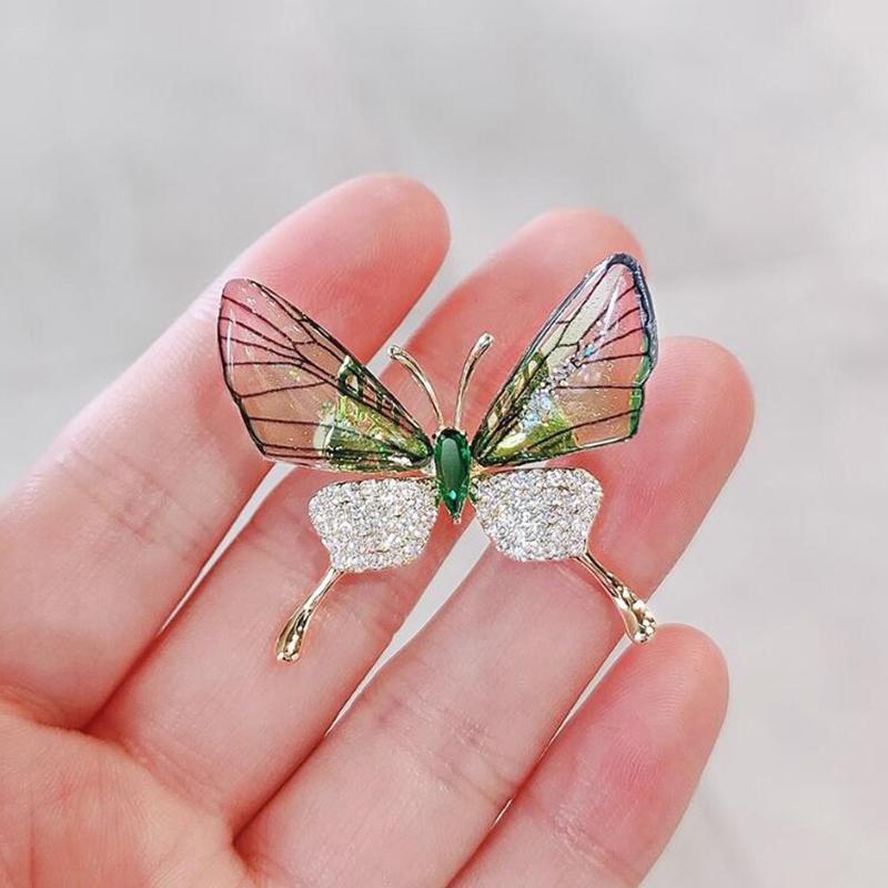 1Pc Explosion-Proof Butterfly Brooch Insect Corsage Women'S Accessory Acrylic Transparent Wings High-Grade Clothing Pin