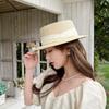 Summer Small Fresh Flat Top Straw Hat Women's Beach British Top Hat Seaside Sun Protection Holiday Sun Hat