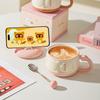 Cute Girl Cartoon Chubby Ceramic Mug with Lid Mobile Phone Stand Cup Birthday Gift Water Cup Souvenir