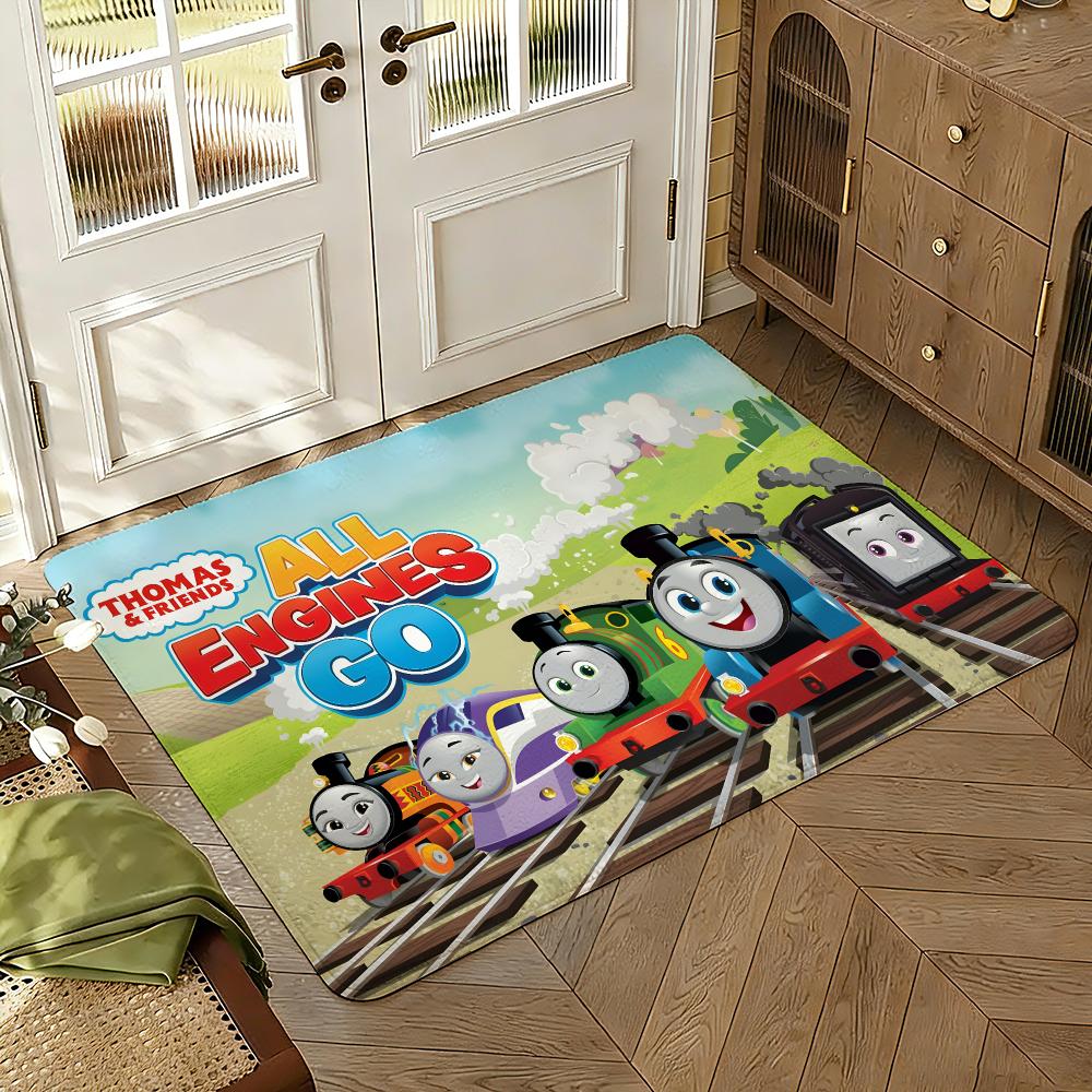 Anime T-Thomas & Friends Floor Mat Soft Thickened Absorbent Non-Slip Bedroom Living Room Door Mat Home Decor Flannel Rugs