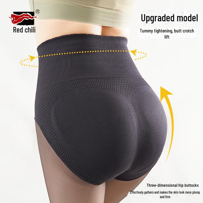 Women's Sheer Black Leggings: Red Pepper Design, Autumn/Winter, Abdomen & Hip Support