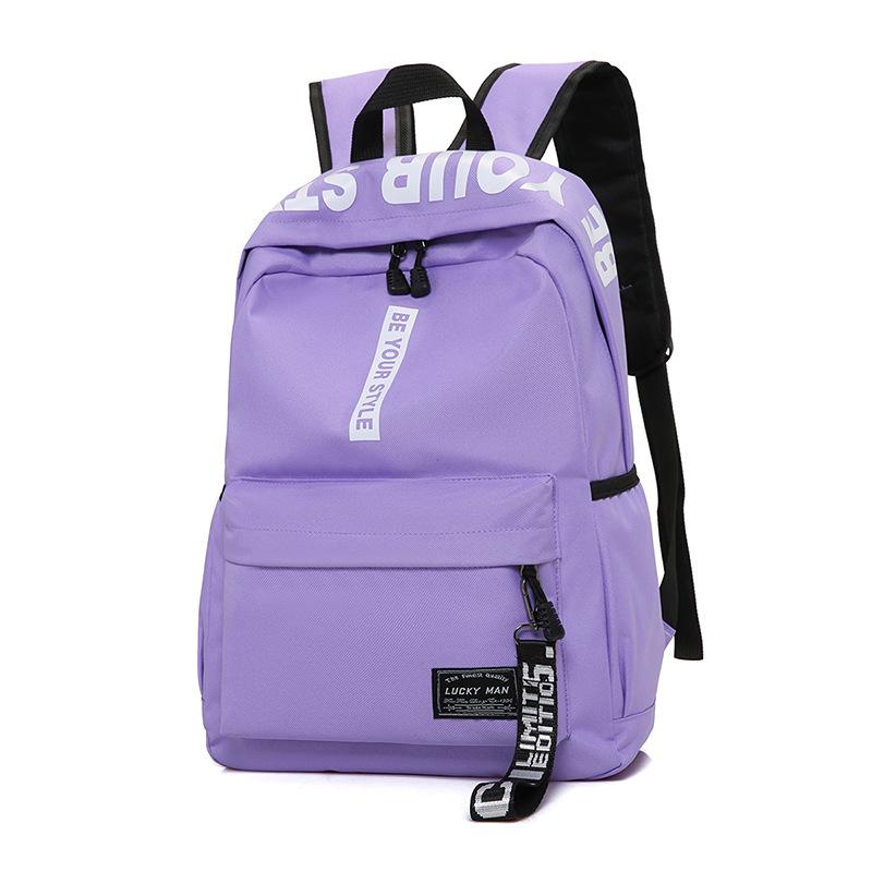 Large Capacity Student Backpack Sports Bag Female Book Bag Male Solid Color Waterproof Nylon Casual Backpack School Bag