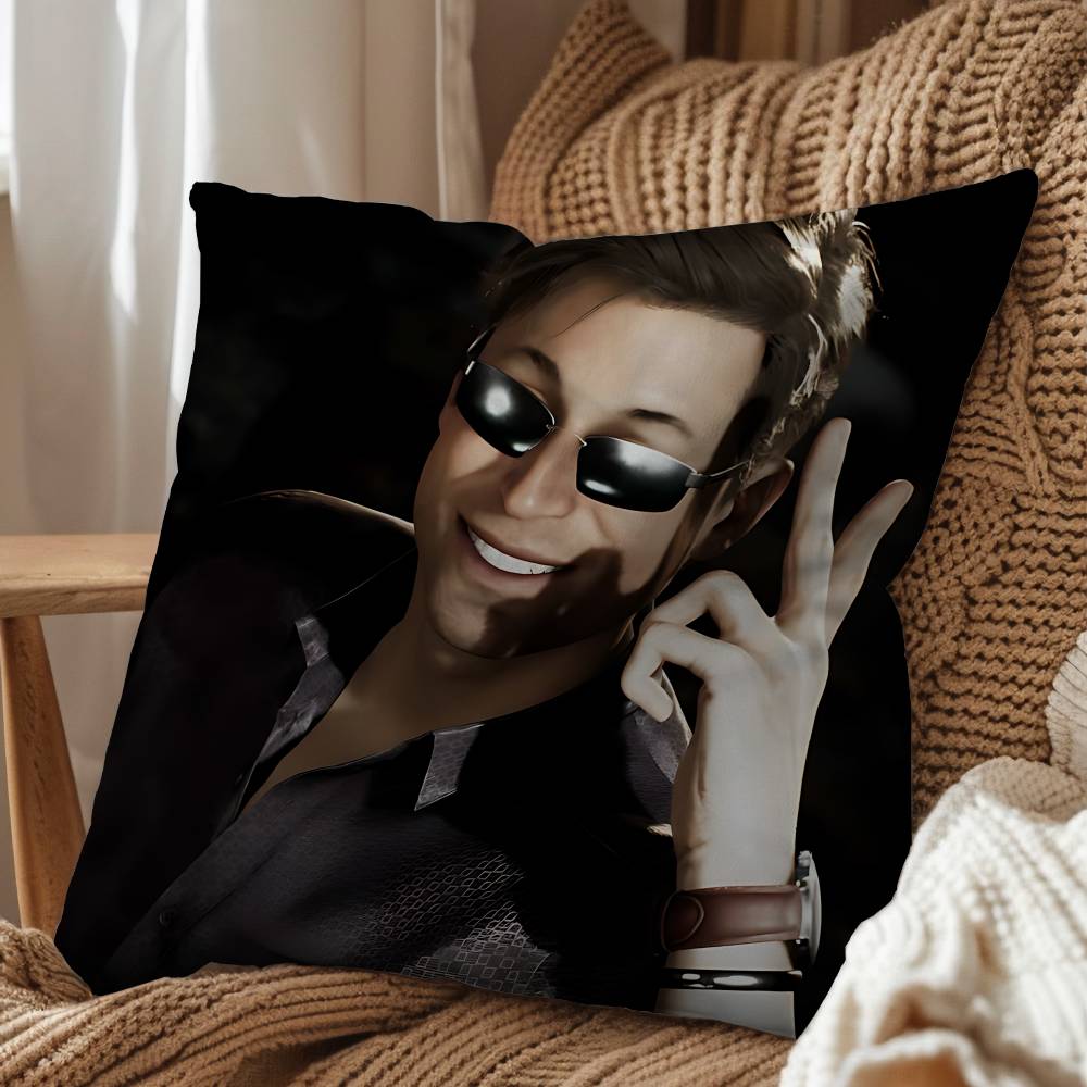 Johnny Cage Kitana Mortal Kombat Pillow Case Square Double-Sided Printing Short Plush Sofa Cushion Cover Bedroom Bedside Pillow