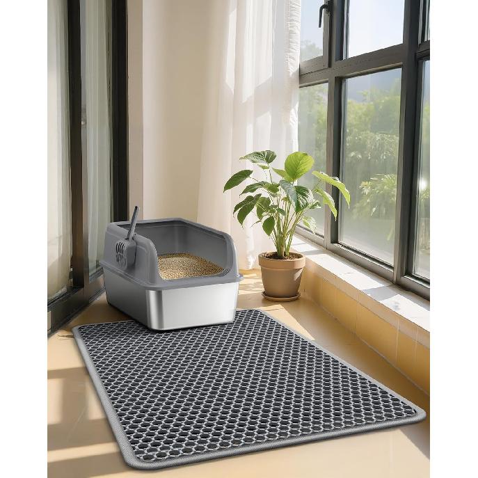 Cat Litter Mat - 23.2" x 14.6" Small Litter Box Mat with Double Layers, Urine-Proof and Non-Slip Litter Trapping Mat, Easy to Clean Kitty Litter Mats