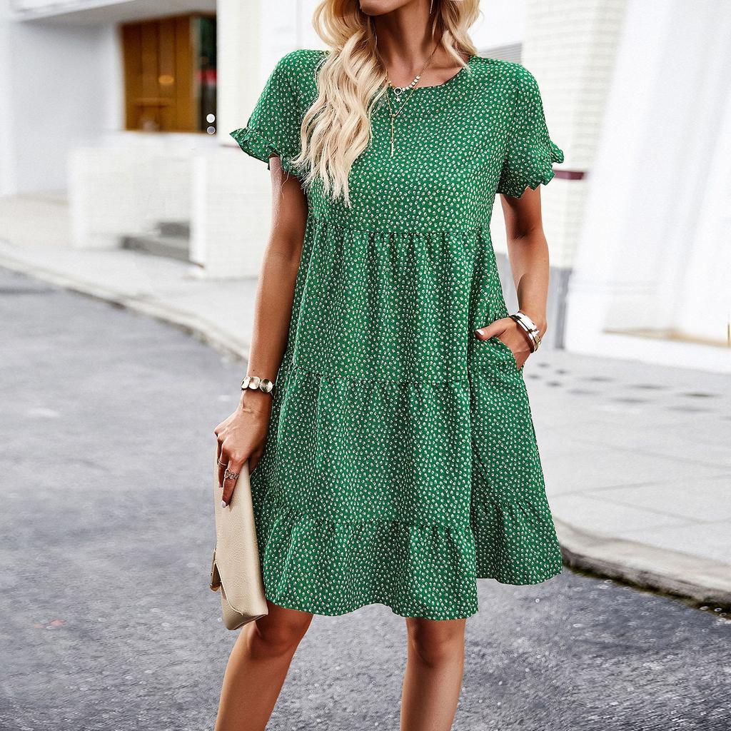 Rochie Imprimată de Vacanță de Timp Liber Primăvară și Vară Temperament Stil Pășune