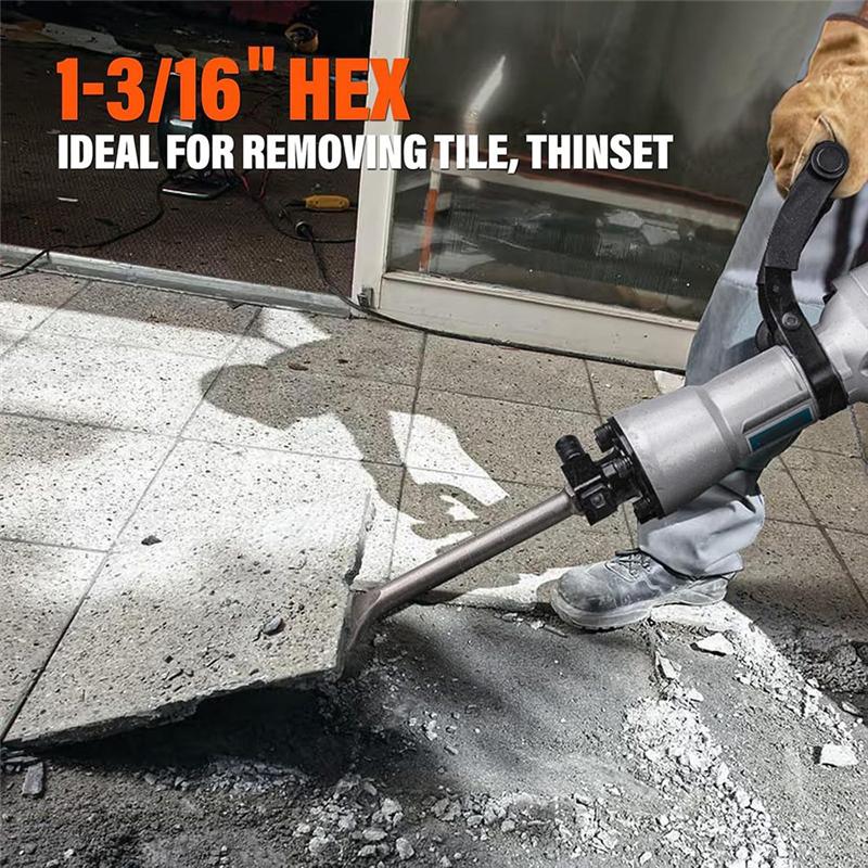 B97A-1-3/16 Inch Hex Scaling Chisel, 3 X 16 In. Steel Scraping Chisel Tile Removal Bit For Electric Demolition Jack Hammer