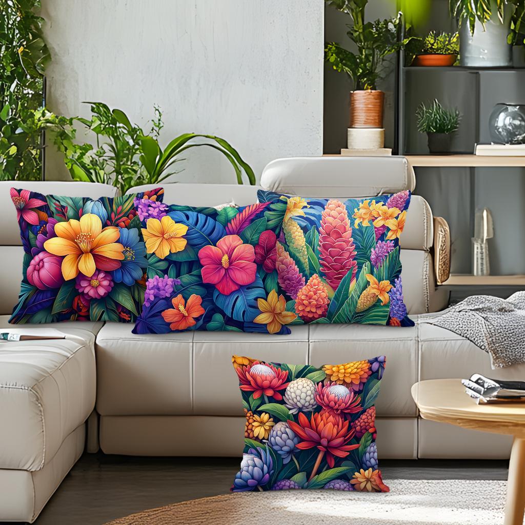 45X45Cm Tropical Plants Flowers Pillowcase Bedroom Sofa Cushion Cover 100% Polyester Living Room Cushion Pillowcase Home Decor