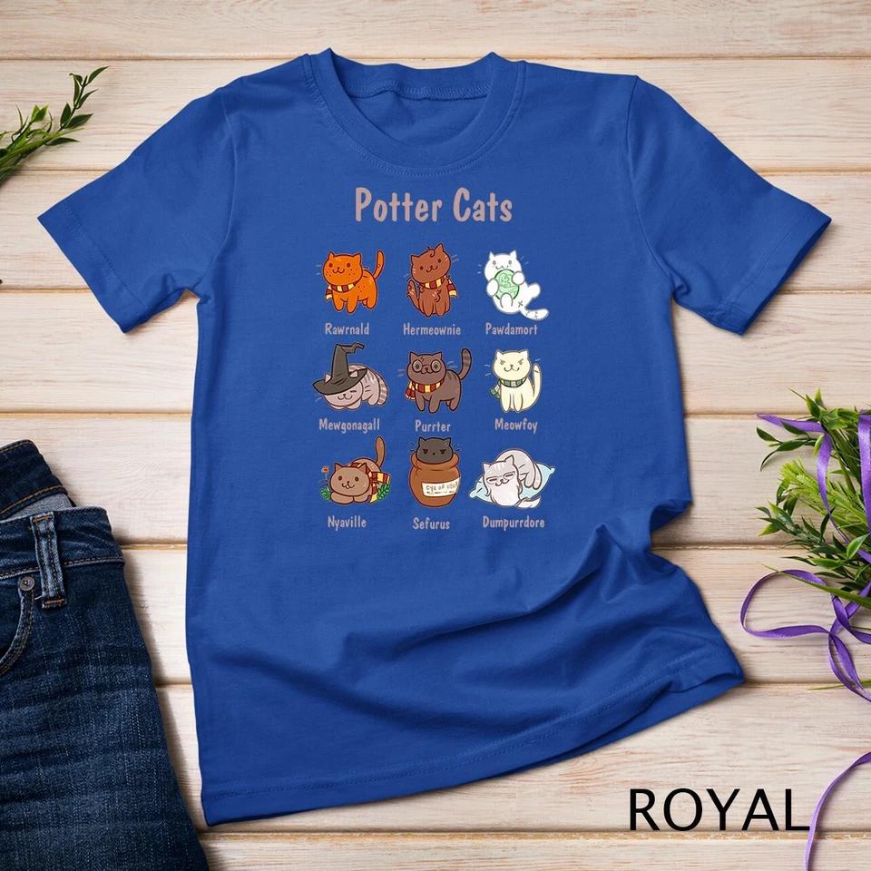 Potter Cats t-shirt, Funny Gifts For Cat Lovers Tshirt Unisex T-shirt 9 S