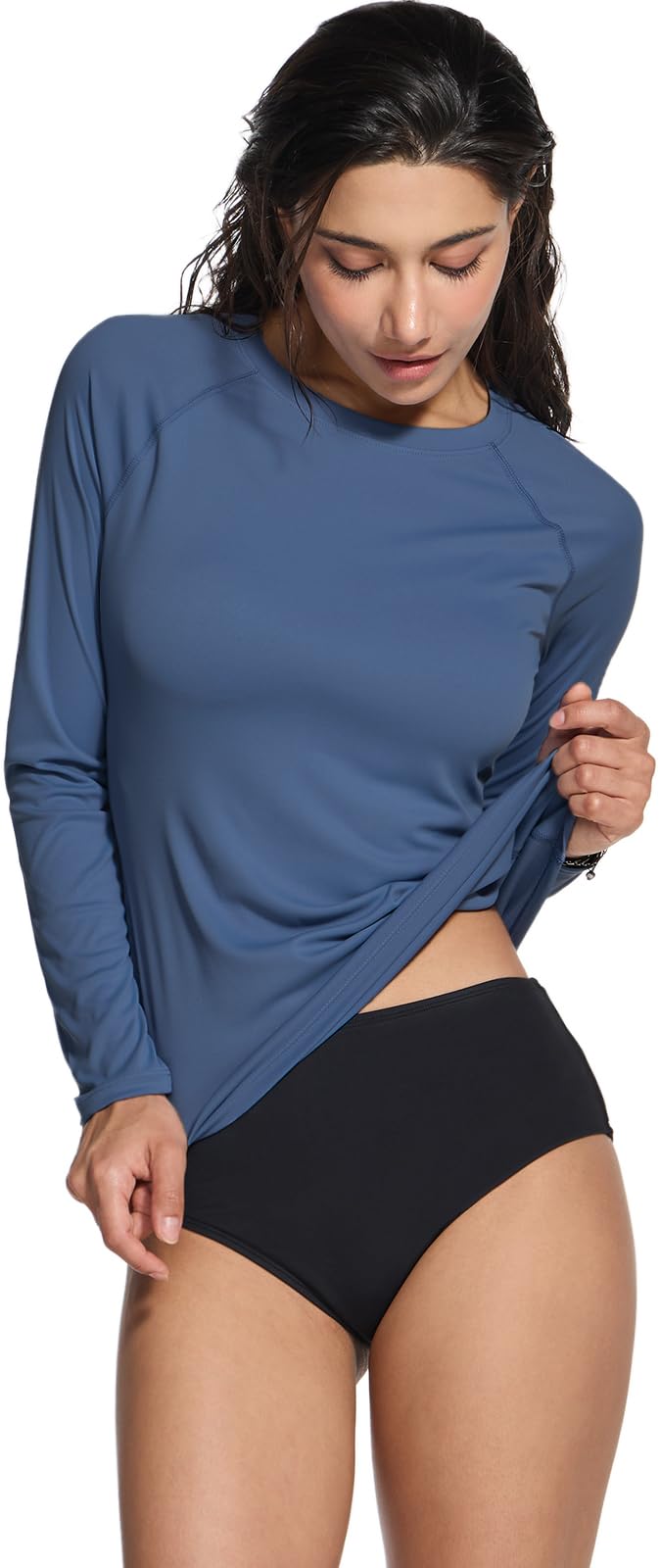 

Рашгард Tesla с длинным рукавом для лета, защита от УФ-лучей, обычная посадка, для плавания, женский [эластичный, быстросохнущий, защита] Купальник, спортивная одежда, худи, спортивная одежда,