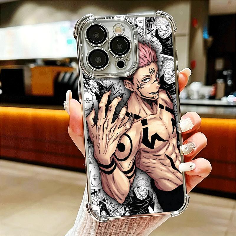Anime Ryomen Sukuna JUJUSU Soft Phone Case For iPhone 15 16 17 Air 14 Pro Max 16E Plus 13 12 Mini Plating Anti-Fall Fundas