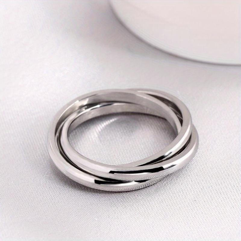 1Pc Fashion Classic Three Lives Three Worlds Three Colors Three Rings Interlocking Titanium Steel Ring