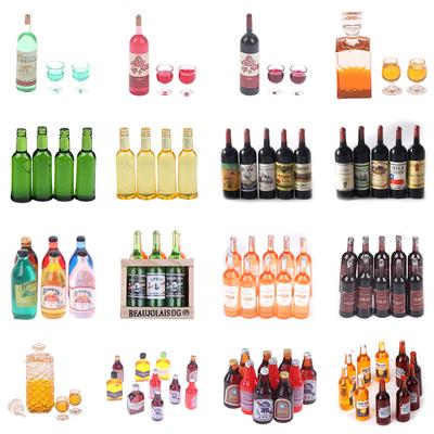 1 Set 1/12 Miniature Wine Bottles Dollhouse Kitchen Accessories - Mini Dolls House Living Room Accessories Beer Drink Bottles