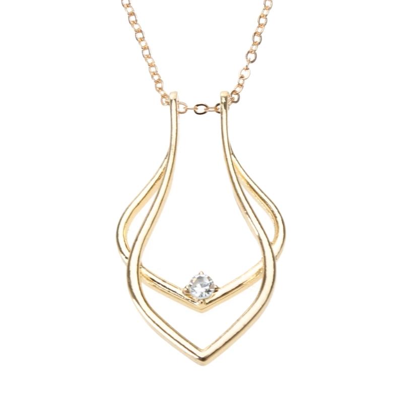 Collier Pendentif Sécurisé pour Fiançailles Forme Géométrique Porte-Bague Collier Argent Délicat Bijoux de Fiançailles pour Femmes Filles