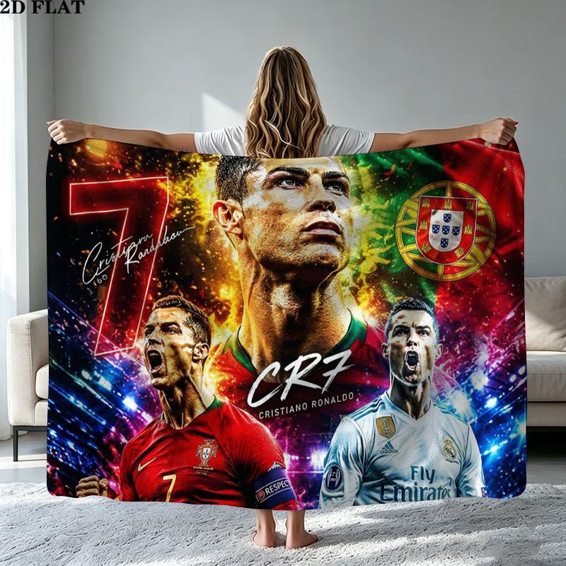 CR7 Print Flannel Blanket High Quality Warm Comfortable Cover for All Seasons Perfect for Gifts Home Decor