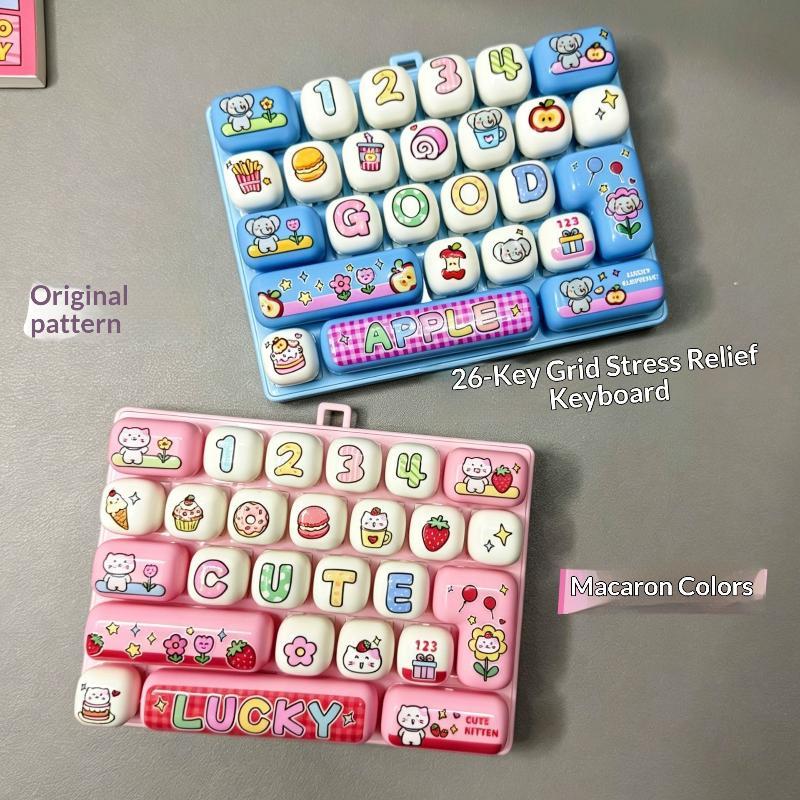 1Pcscute Cute 26 Key Stress Reducing Keyboard Creative Mechanical Healing Tool Popular Pendant Small Gift Accessories