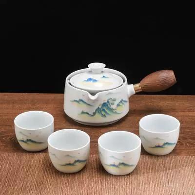 Chinese Style Kung Fu Travel Ceramic Tea Set Portable Teapot Set with 360 Rotation Tea Make Teacup Cup for Tea Gift Bag 2025 New