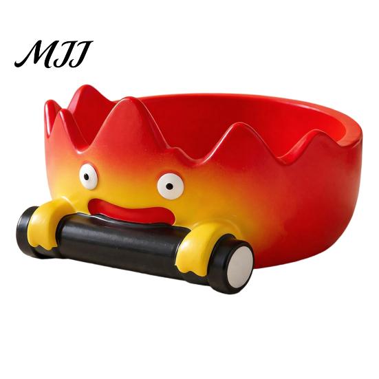 Geburtstagsgeschenk für Anime-Liebhaber Cartoon Calcifer Flamme Harz Aufbewahrungsschale, Kreativer feuerförmiger Schlüsselablage Einzigartiger Schmuckhalter Schreibtischdekoration, Wasserdicht