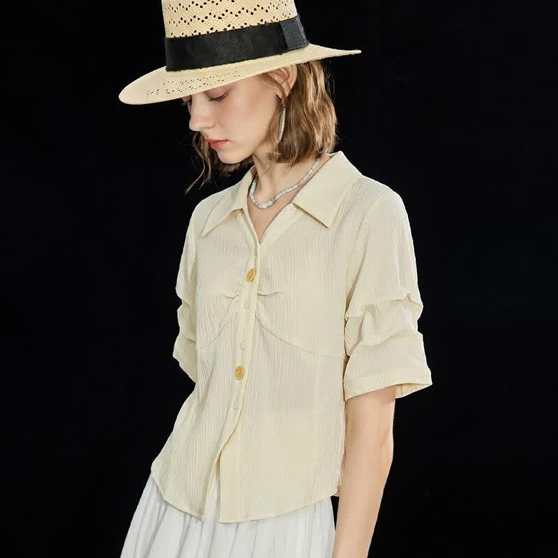 Women s Textured Pleated Resort Style Blouse M