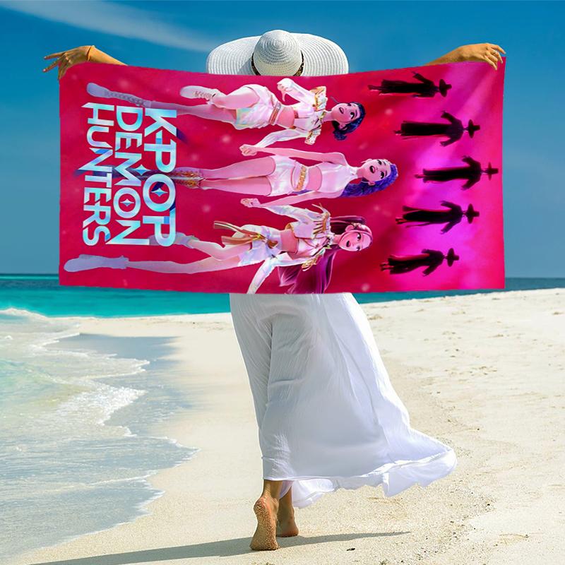 KPOP Hunter Fashion Beach Towel: Ideal for Summer Adventures Soft, absorbent and quick drying suitable for swimming and bathing