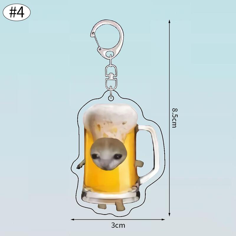 Banana Happy Cat Keychain Acrylic Funny Meme Keyring Backpack Hanging Pendant Mobile Phone Bag Charms Cute Keychain Accessories