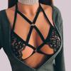 Women's Strap Nightwear Set Sexy Cut Out Sheer Lingerie with Lace Harness Bra