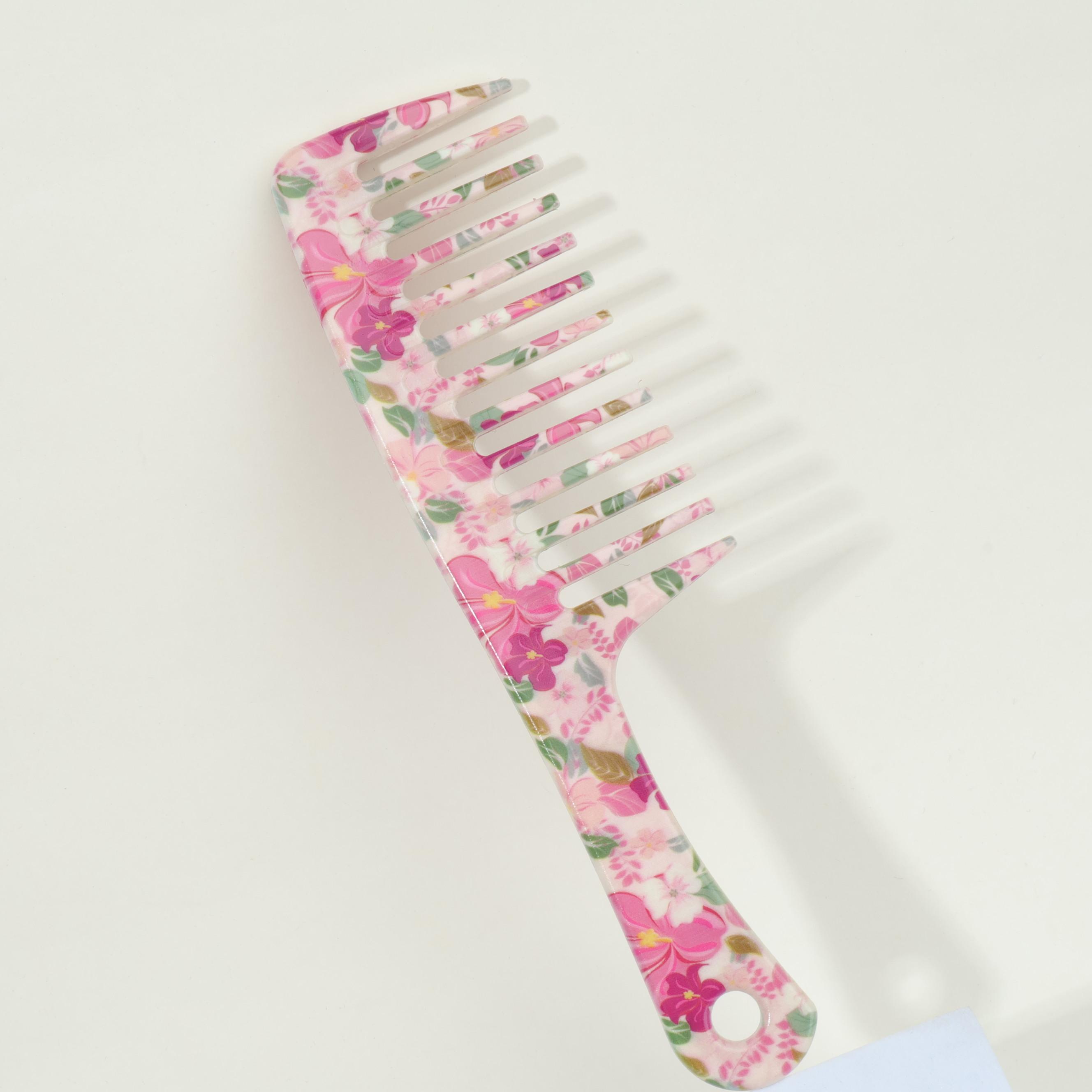 

1pcs Pink Wide-Tooth Hair Comb - Tangle-Free, Easy to Detangle, Durable Plastic Handle, Suitable for All Hair Types