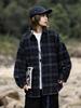Japanese Retro Plaid Wool Shirt, Men's and Unisex Long Sleeve Jacket, Korean Style Trendy Spring & Fall Casual Wear