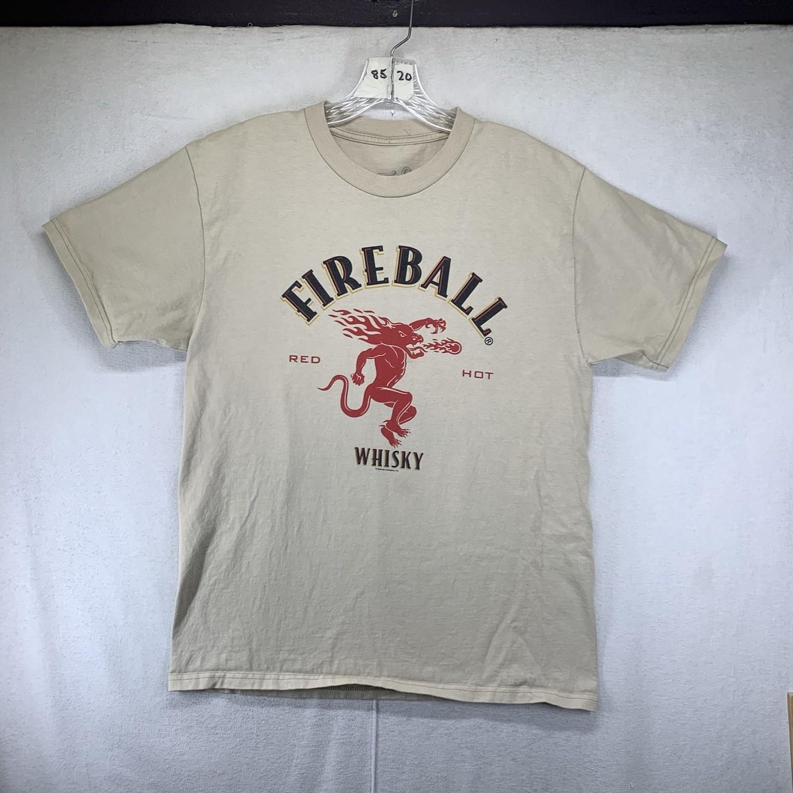 Fireball Whiskey Dragon Men s T Shirt Medium Label Hot Fire Classic Thick Knit XL