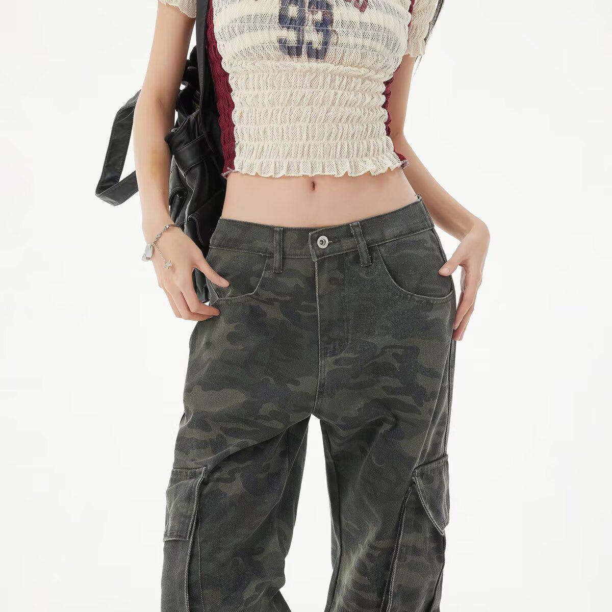 

Women s Spring/Summer Retro Camouflage Flare Jeans S