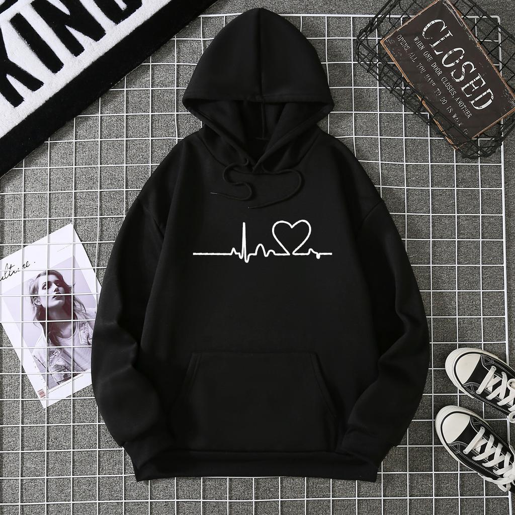 Nuovo top in velluto da donna autunno e inverno 2025 maglione largo a maniche lunghe con battito cardiaco