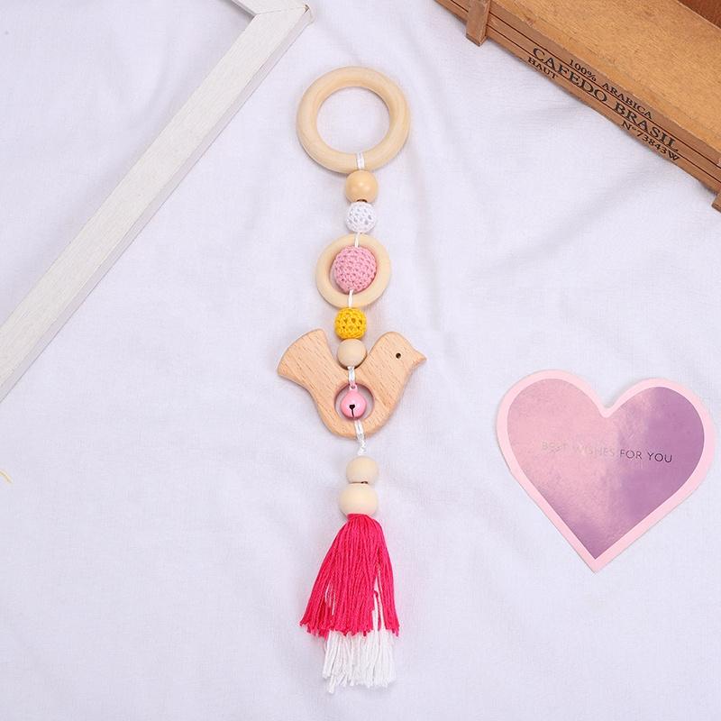 Decoration Fringe Pendant Beech Wooden Baby Teethers Set Animal Shape Baby Learning Toys Custom New Born Gift Set Teether Set