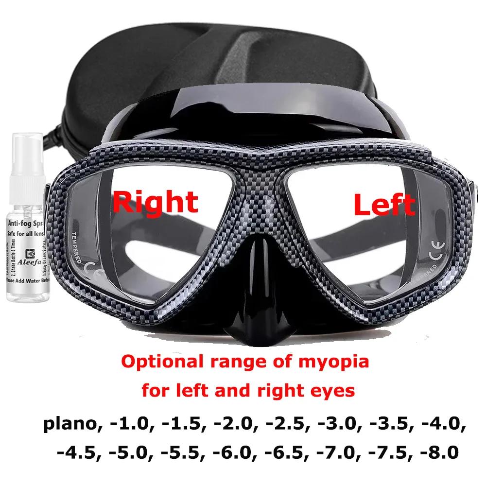 Myopie-Tauchmaske, gehärtete Glaslinsen, Camouflage mit Antibeschlag-Spray für Speerfischausrüstung, Schnorchelhaut