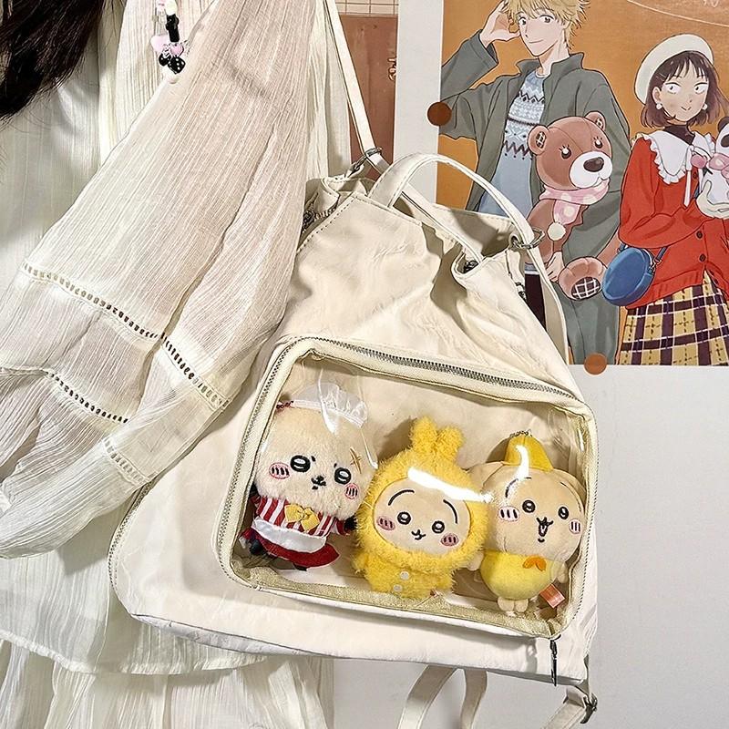 New Y2k Versatile Ita Shoulder Bag Sweet Girls Transparent Tote Bag Large Capacity Backpack DIY Cartoon Display Commute Handbags